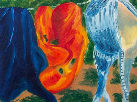 Nasse Badekleidung auf der Leine