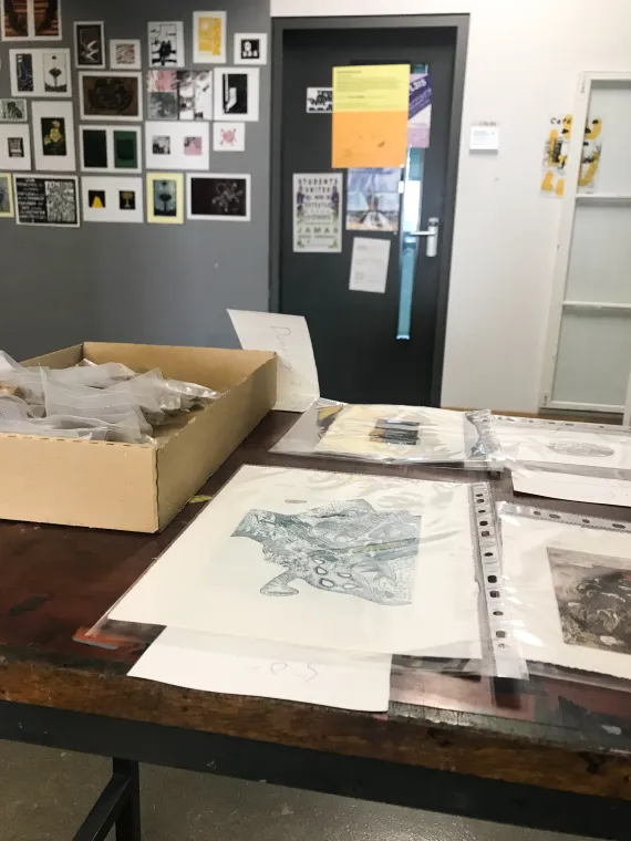 Druckstand von Monika Allesch, Rui Diao und Tabea Pischel