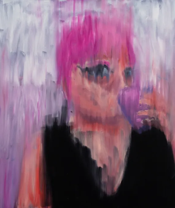 Selbstporträt, verschwommen, pink