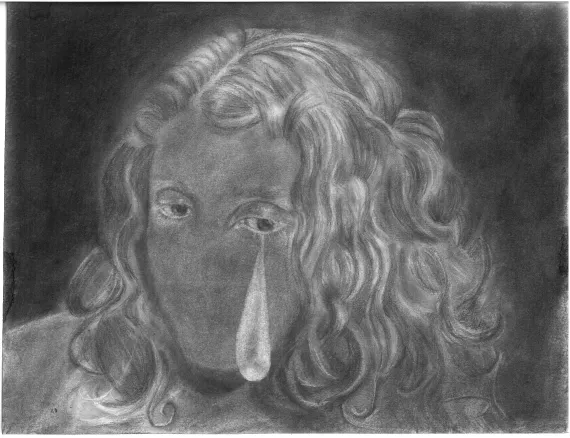 -Storm around the eye 50- x 40 -Charcoal and pencil on cardboard 2021