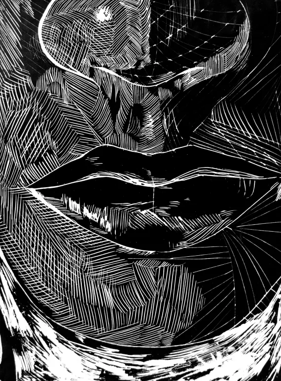 Sgraffito on  cardboard, 2024/  60 x 45 cm