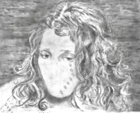 -Storm around the eye 50- x 40 -Charcoal and pencil on cardboard 2021