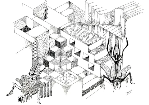 Chinese ink and markers, 42 x 29.7 cm, 2017