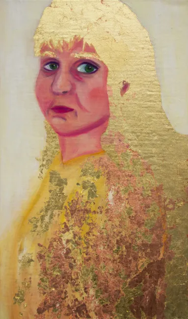 Selbstporträt mit goldenem Haar, Malerei