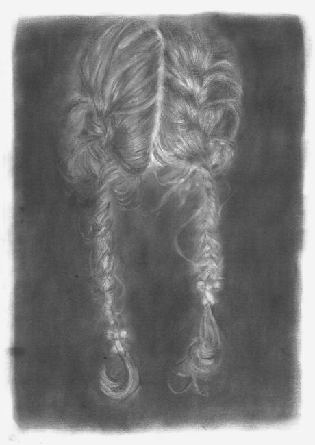-Untitled 60- x 35 -Charcoal and pencil on cardboard 2021