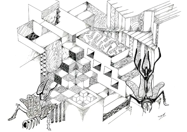 Chinese ink and markers, 42 x 29.7 cm, 2017